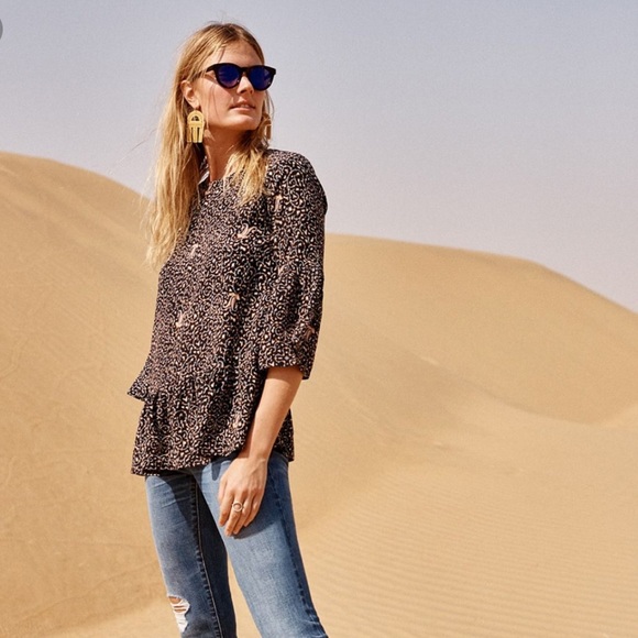 Madewell Fiesta Paisley Silk Bell Sleeve Top - Picture 2 of 6